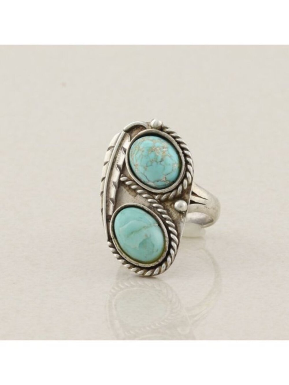 Sterling Silver Natural Turquoise Ring Size 7 1/2